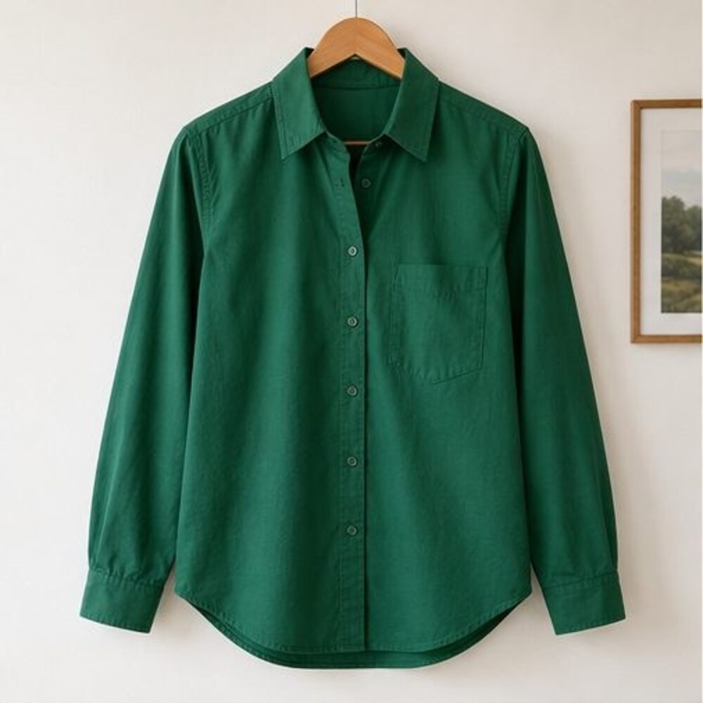 Emerald Poplin Button Down Shirt